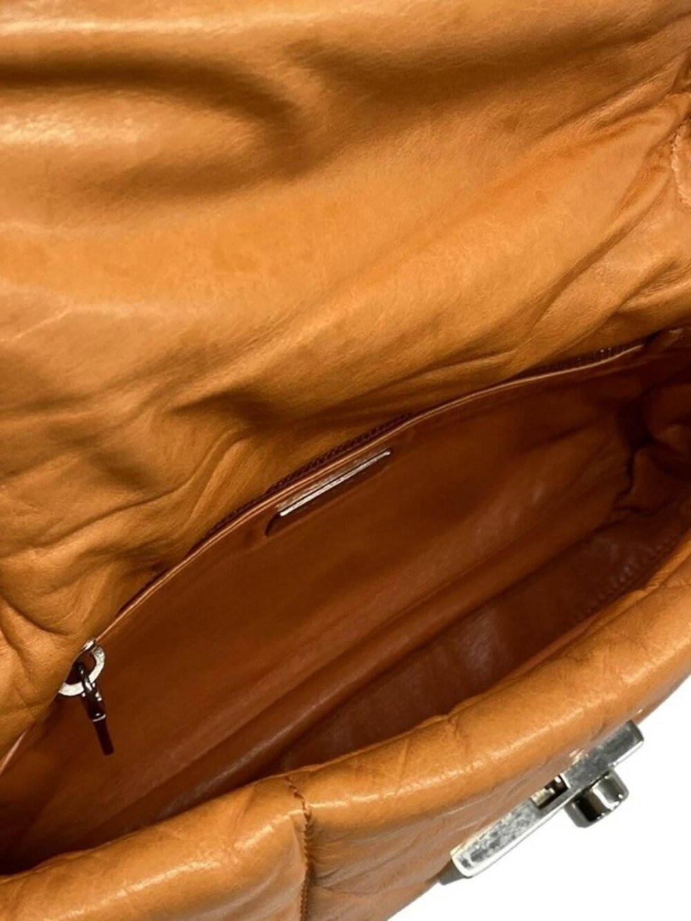 PRADA Nappa Bomber BR5024 Orange Leather Shoulder Bag - Picture 14 of 15